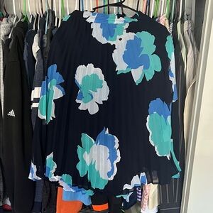 A New Day Floral Skirt in Teal and Black